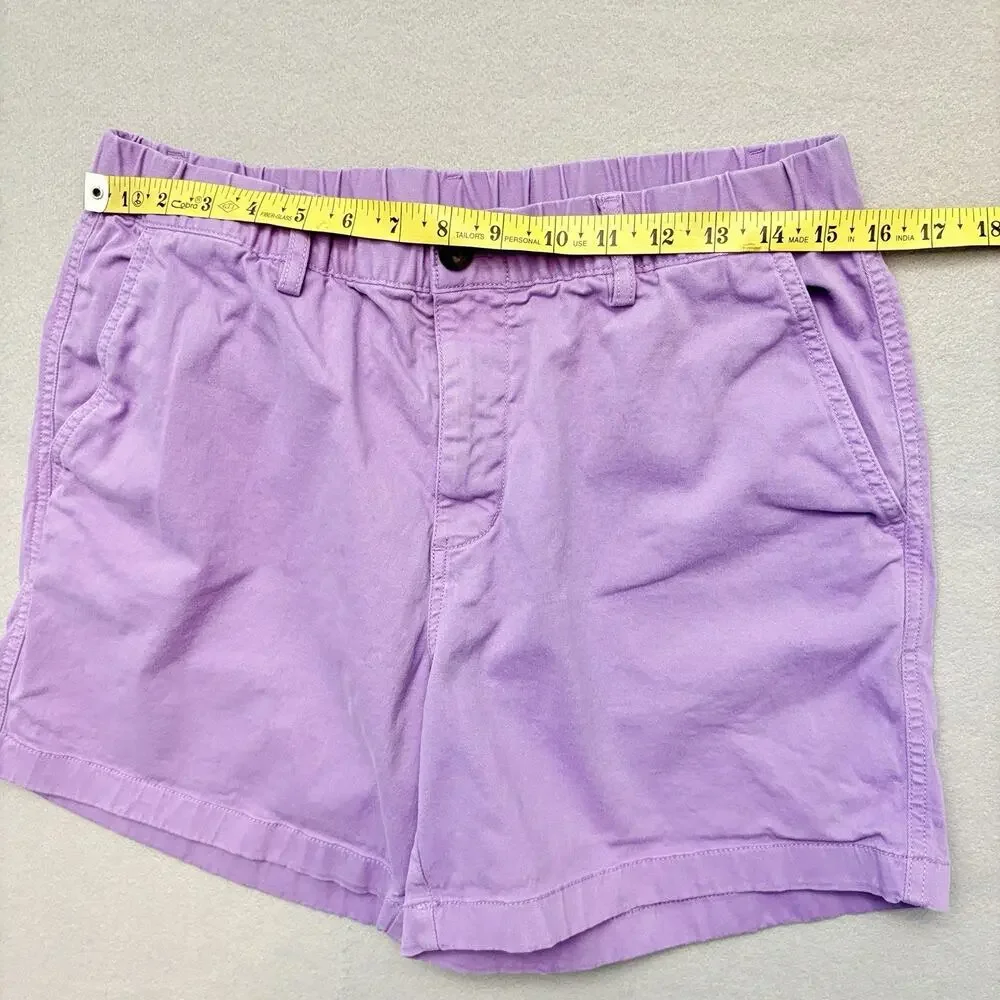 BearBottom Shorts Stretch Elastic Waist 5.5” Chino Shorts (2) Purple Teal Size L